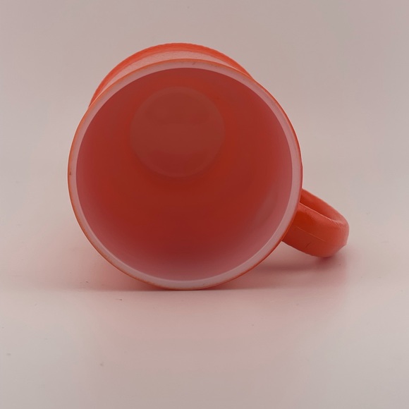 Vintage, Tall, Textured Milk Glass, Coffee Mug, Mottled Orange by Hazel Atlas - Picture 4 of 8